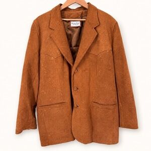 Vintage Bettina Rizzi Mens XL* Leather Brown Textured Distressed Western Jacket